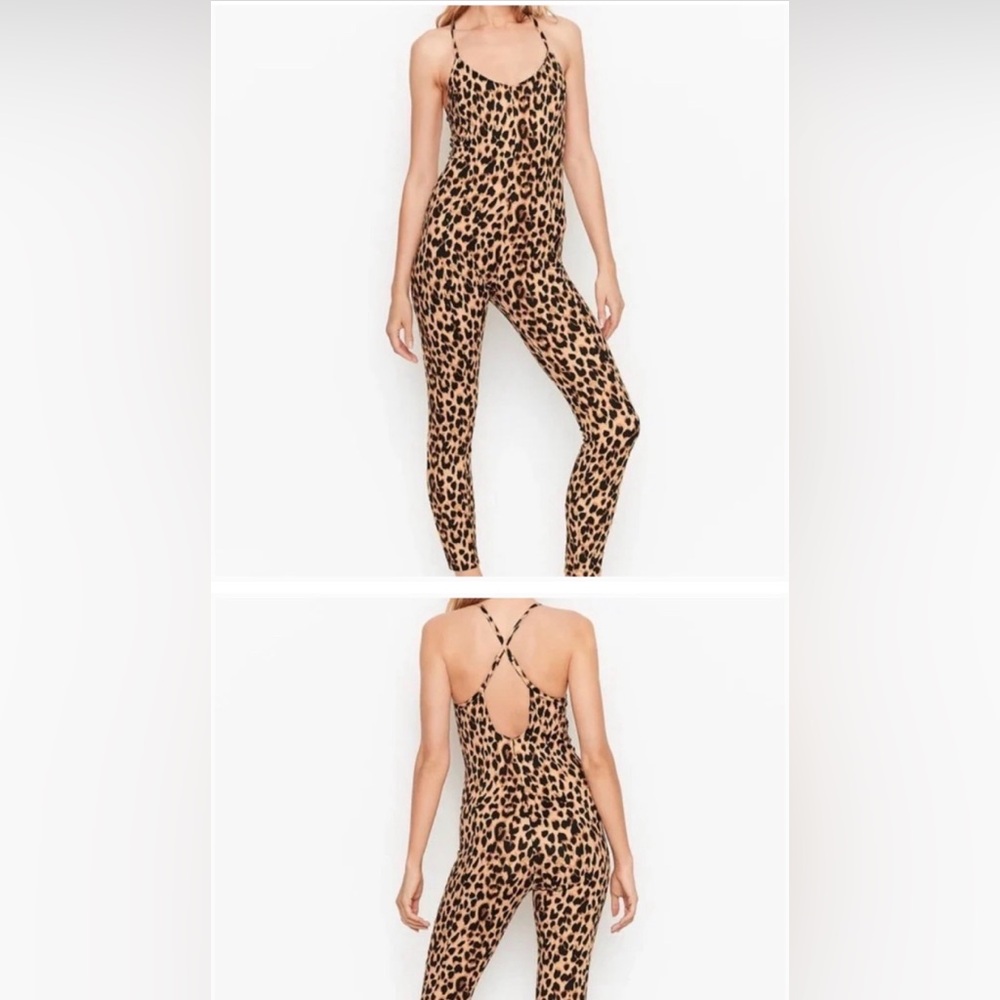 Victoria's Secret Leopard Print Strappy Top in Black and Tan